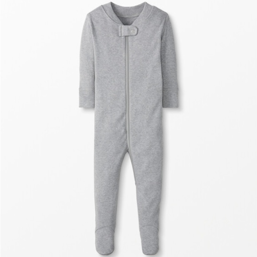 Hanna Andersson Baby Zip Footed Sleeper In Organic Cotton grey zip up